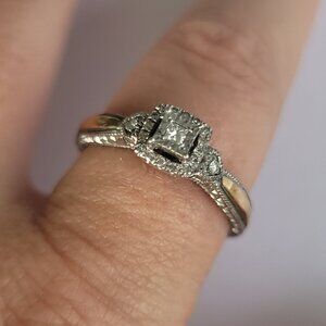 Diamond, Sterling, & Gold Engagement/Promise Ring